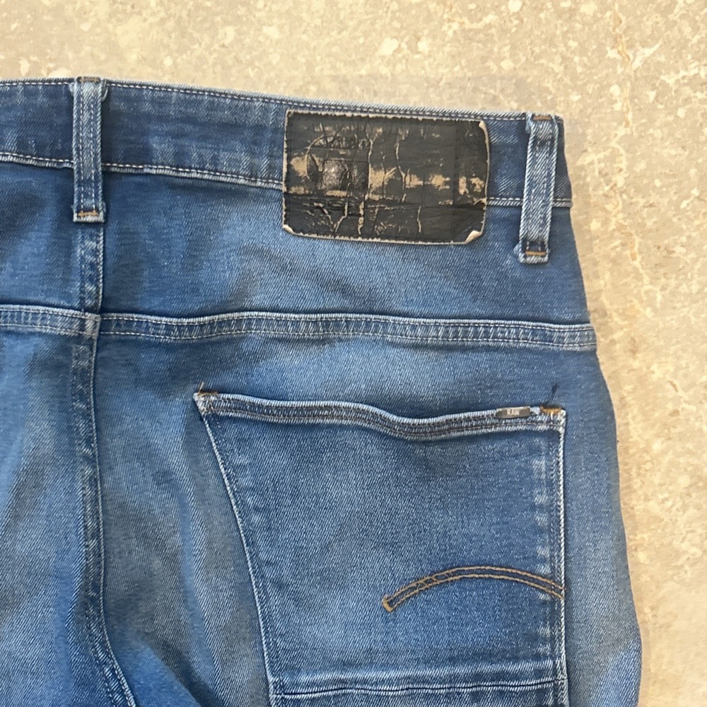 G Star Raw Arc 3D Slim Jeans Men 32x32 Blue Denim Button Fly Stretch Taper Biker